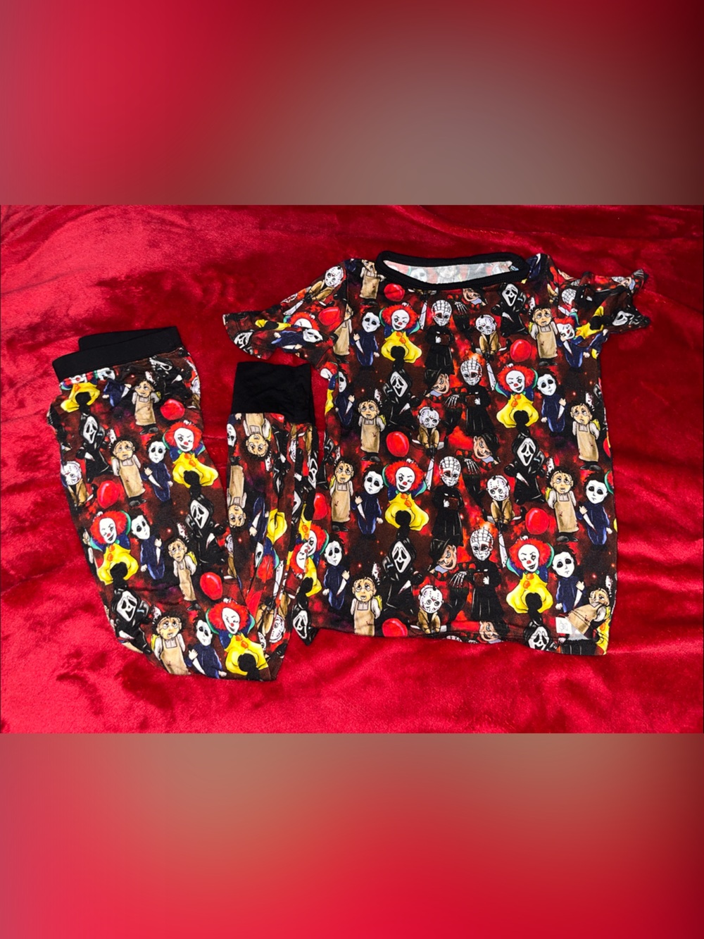 Kids Horror Character Pajama Set - Red